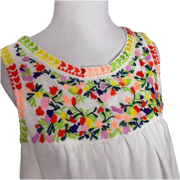 J Crew Shift Dress White Linen Blend Floral Crochet Boho Style Size 8 Womens - Picture 2 of 10